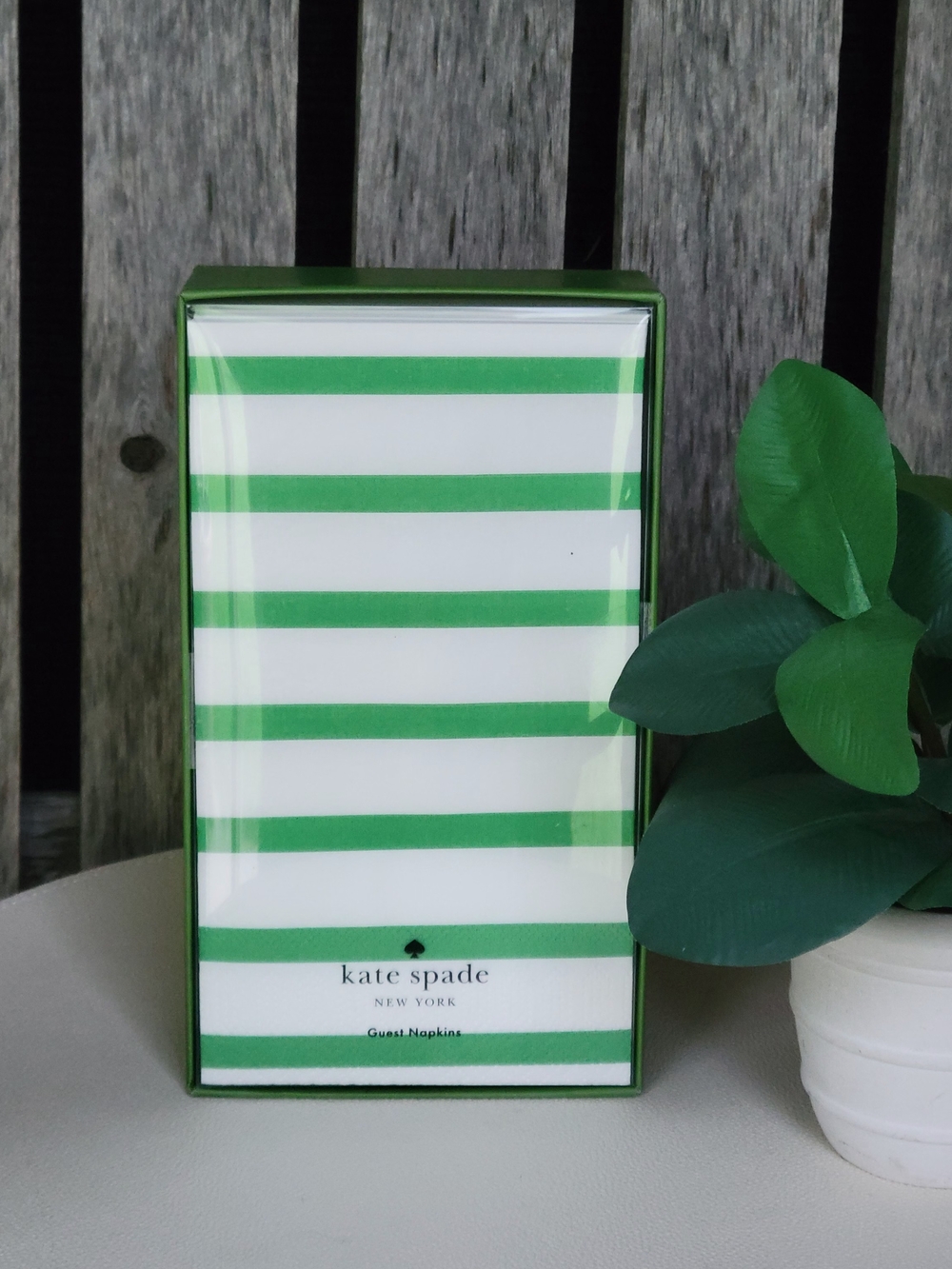 kate spade New York Breton Green & White Striped Guest Napkins